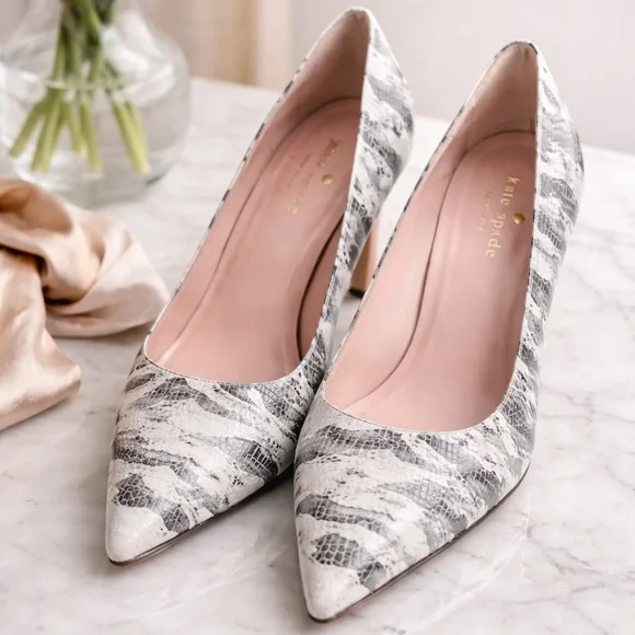 Kate Spade New York Snakeskin Print Pointed Toe Pumps – Size 9B - Picture 7 of 7
